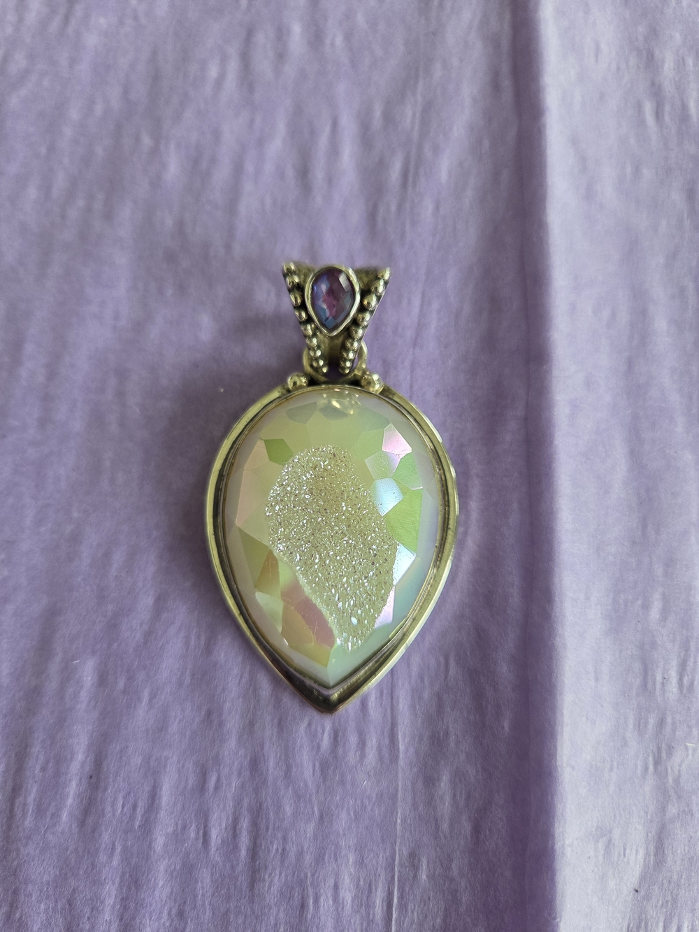 Sterling Silver Opal and Amethyst Pendent